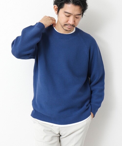 NOLLEY’S（ノーリーズ）の「7Gガーター ラグランスリーブ プルオーバーニット（インナー付き）25SS（ニット/セーター・メンズ・ライトグレー/ブラック/ブルー・M/L）」の6枚目の写真