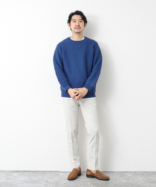 NOLLEY’S（ノーリーズ）の「7Gガーター ラグランスリーブ プルオーバーニット（インナー付き）25SS（ニット/セーター・メンズ・ライトグレー/ブラック/ブルー・M/L）」の14枚目の写真