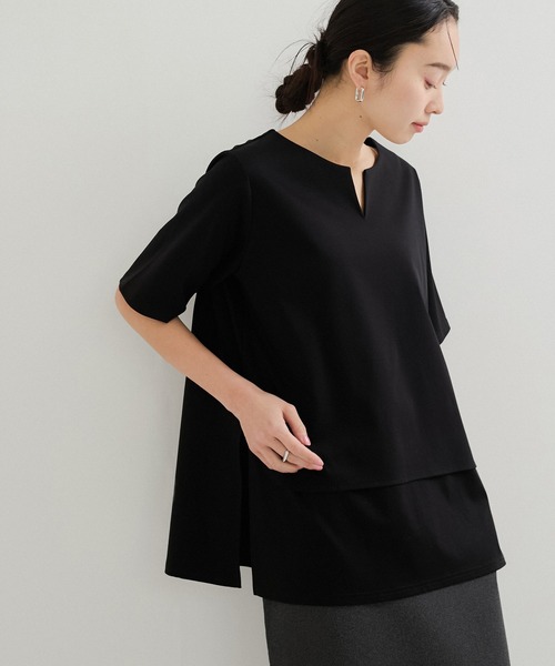 le cercle ADAM ET ROPE'（ルセルクルアダムエロペ）の「2WAYヘムカットプルオーバー（Tシャツ/カットソー・レディース・ホワイト/ライトグリーン/ブラック/ベージュ系/ホワイト系・FREE）」の3枚目の写真