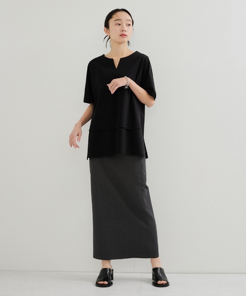 le cercle ADAM ET ROPE'（ルセルクルアダムエロペ）の「2WAYヘムカットプルオーバー（Tシャツ/カットソー・レディース・ホワイト/ライトグリーン/ブラック/ベージュ系/ホワイト系・FREE）」の6枚目の写真
