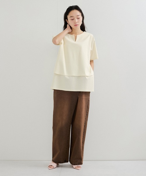 le cercle ADAM ET ROPE'（ルセルクルアダムエロペ）の「2WAYヘムカットプルオーバー（Tシャツ/カットソー・レディース・ホワイト/ライトグリーン/ブラック/ベージュ系/ホワイト系・FREE）」の7枚目の写真