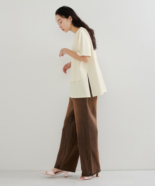 le cercle ADAM ET ROPE'（ルセルクルアダムエロペ）の「2WAYヘムカットプルオーバー（Tシャツ/カットソー・レディース・ホワイト/ライトグリーン/ブラック/ベージュ系/ホワイト系・FREE）」の8枚目の写真