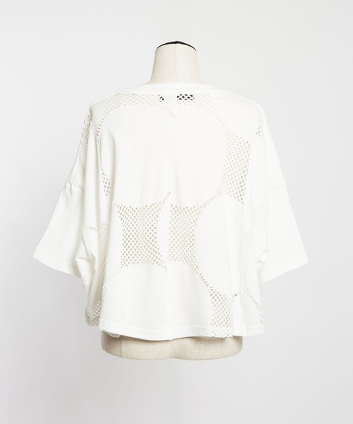 gomme（ゴム）の「ドットメッシュ　クロップドコクーンＴ（Tシャツ/カットソー・レディース・ブラック/ホワイト・MEDIUM）」の11枚目の写真