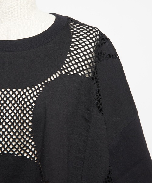 gomme（ゴム）の「ドットメッシュ　クロップドコクーンＴ（Tシャツ/カットソー・レディース・ブラック/ホワイト・MEDIUM）」の21枚目の写真