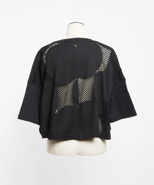 gomme（ゴム）の「ドットメッシュ　クロップドコクーンＴ（Tシャツ/カットソー・レディース・ブラック/ホワイト・MEDIUM）」の20枚目の写真