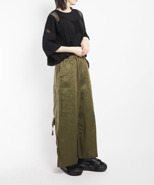 gomme（ゴム）の「ドットメッシュ　クロップドコクーンＴ（Tシャツ/カットソー・レディース・ブラック/ホワイト・MEDIUM）」の8枚目の写真