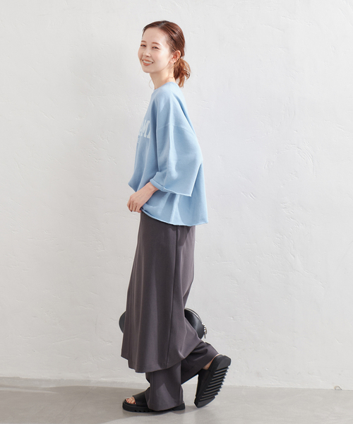 JOURNAL STANDARD（ジャーナルスタンダード）の「《追加2》ハーフスリーブロゴスウェット（スウェット・レディース・チャコールグレー/ブルー系その他/ベージュ・FREE）」の4枚目の写真