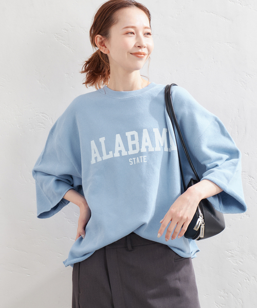 JOURNAL STANDARD（ジャーナルスタンダード）の「《追加2》ハーフスリーブロゴスウェット（スウェット・レディース・チャコールグレー/ブルー系その他/ベージュ・FREE）」の5枚目の写真