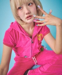 MARS 花柄ピンクフード付きパーカー MA*RS】オリジナル柄プリントパーカー - PNK/ブラック size-F