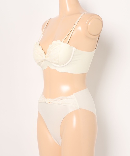 セール】【2点セット】レース ギャザー ノンワイヤー ブラジャー