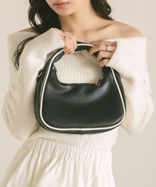 VANNIE U(ヴァニーユー)の「バイカラーパイピングワンハンドルバッグ/ショルダー付き(ショルダーバッグ・レディース・グレー/ブラック・FREE)」の13枚目の写真