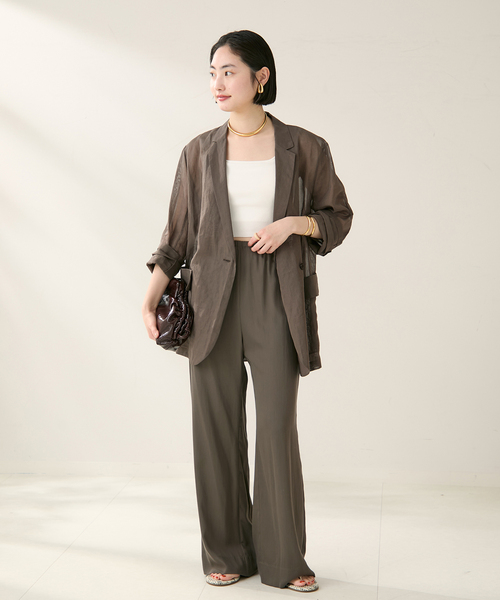 plage(プラージュ)の「silky satin minimal パンツ(その他パンツ・レディース・ブラック/カーキ・36/38)」の6枚目の写真