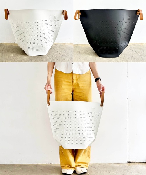 sarasa design（サラサデザイン）の「b2c ドット フォールディングバスケット（ランドリーグッズ・メンズ・ホワイト/ブラック・FREE）」の10枚目の写真