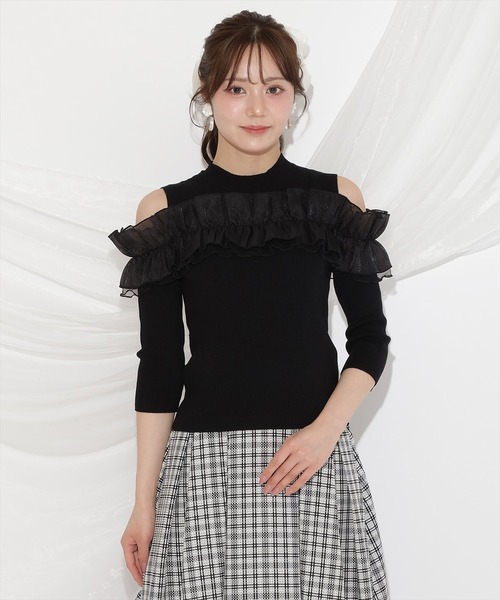 WILLSELECTION(ウィルセレクション)の「フリルドッキングリブニット(ニット/セーター・レディース・ピンク/ブラック/オフホワイト・FREE)」の10枚目の写真