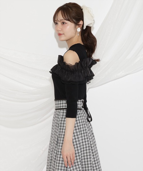 WILLSELECTION(ウィルセレクション)の「フリルドッキングリブニット(ニット/セーター・レディース・ピンク/ブラック/オフホワイト・FREE)」の11枚目の写真