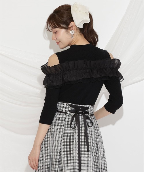 WILLSELECTION(ウィルセレクション)の「フリルドッキングリブニット(ニット/セーター・レディース・ピンク/ブラック/オフホワイト・FREE)」の12枚目の写真