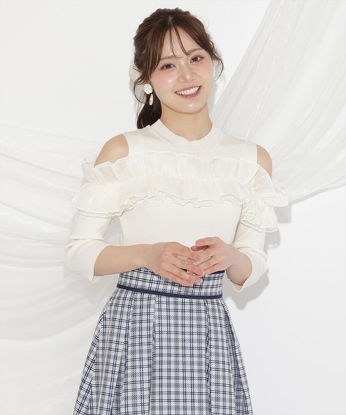WILLSELECTION(ウィルセレクション)の「フリルドッキングリブニット(ニット/セーター・レディース・ピンク/ブラック/オフホワイト・FREE)」の22枚目の写真