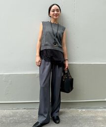 [ 春名亜美さんコラボ ]選べる3丈リネンライクタックパンツ