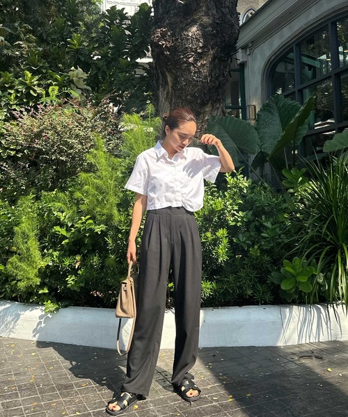 KOBE LETTUCE（コウベレタス）の「[ 春名亜美さんコラボ ]選べる3丈リネンライクタックパンツ（その他パンツ・レディース・ピンク系/ブラック/ベージュ系/ピンク/ブルー系/ブラック系/ベージュ/ブルー/グレー系/アイボリー系/ブラック系2・M2/M3/M1）」の18枚目の写真