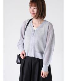 Lugnoncure | ラメ混メッシュ編みジップカーディガン(カーディガン/ボレロ)