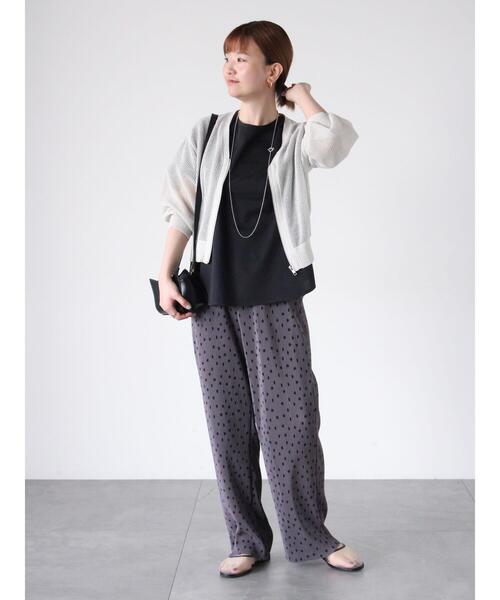 Lugnoncure（ルノンキュール）の「ラメ混メッシュ編みジップカーディガン（カーディガン/ボレロ・レディース・オフホワイト/チャコールグレー/グレー・F）」の7枚目の写真