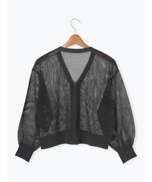 Lugnoncure（ルノンキュール）の「ラメ混メッシュ編みジップカーディガン（カーディガン/ボレロ・レディース・オフホワイト/チャコールグレー/グレー・F）」の17枚目の写真