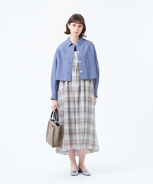 MACKINTOSH PHILOSOPHY（ﾏｯｷﾝﾄｯｼｭ ﾌｨﾛｿﾌｨｰ）の「クロップドシャツブルゾン（シャツ/ブラウス・レディース・ホワイト系その他/ライトブルー・38/36）」の4枚目の写真