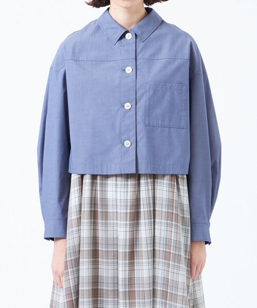 MACKINTOSH PHILOSOPHY（ﾏｯｷﾝﾄｯｼｭ ﾌｨﾛｿﾌｨｰ）の「クロップドシャツブルゾン（シャツ/ブラウス・レディース・ホワイト系その他/ライトブルー・38/36）」の5枚目の写真