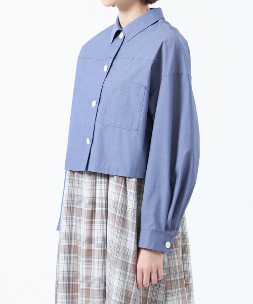 MACKINTOSH PHILOSOPHY（ﾏｯｷﾝﾄｯｼｭ ﾌｨﾛｿﾌｨｰ）の「クロップドシャツブルゾン（シャツ/ブラウス・レディース・ホワイト系その他/ライトブルー・38/36）」の6枚目の写真