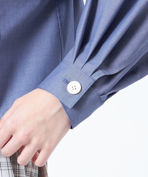 MACKINTOSH PHILOSOPHY（ﾏｯｷﾝﾄｯｼｭ ﾌｨﾛｿﾌｨｰ）の「クロップドシャツブルゾン（シャツ/ブラウス・レディース・ホワイト系その他/ライトブルー・38/36）」の9枚目の写真