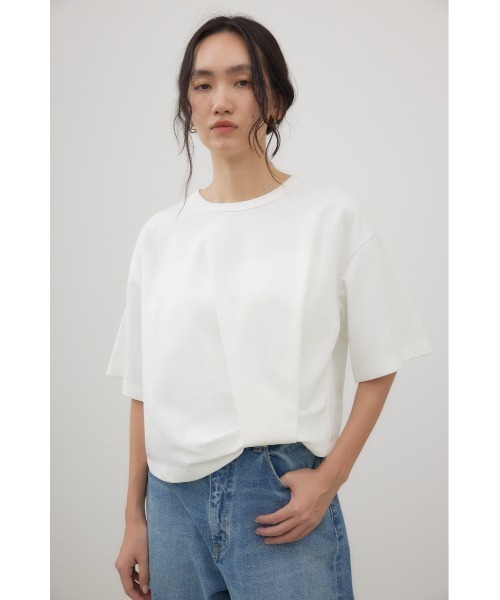 crie conforto(クリーコンフォルト)の「タックヘムショートプルオーバー(Tシャツ/カットソー・レディース・オフホワイト/ブラック/ピンク・FREE)」の2枚目の写真