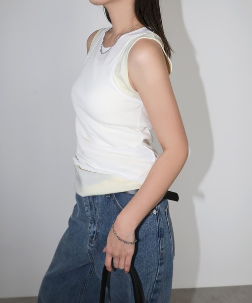 セール】チュールシアー＆テレコリブレイヤードタンクトップ