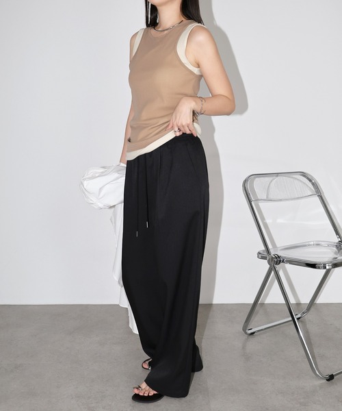 セール】チュールシアー＆テレコリブレイヤードタンクトップ