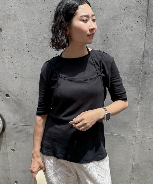 feepur(フェピュール)の「ホルターキャミレイヤードTee(Tシャツ/カットソー・レディース・ブラック/ベージュ・MEDIUM)」の8枚目の写真