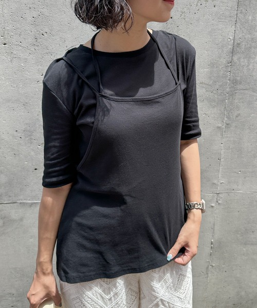 feepur(フェピュール)の「ホルターキャミレイヤードTee(Tシャツ/カットソー・レディース・ブラック/ベージュ・MEDIUM)」の7枚目の写真