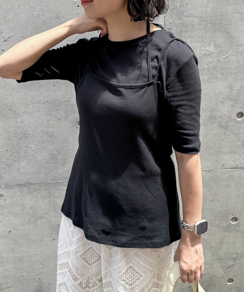 feepur(フェピュール)の「ホルターキャミレイヤードTee(Tシャツ/カットソー・レディース・ブラック/ベージュ・MEDIUM)」の6枚目の写真