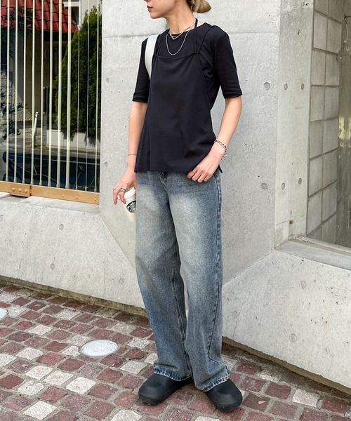 feepur(フェピュール)の「ホルターキャミレイヤードTee(Tシャツ/カットソー・レディース・ブラック/ベージュ・MEDIUM)」の5枚目の写真