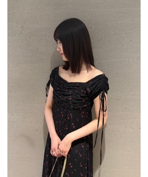 FURFUR(ファーファー)の「【WEB限定カラー】チェリー柄プリントワンピース(ワンピース・レディース・サックスブルー/ブラック/レッド/ホワイト・FREE)」の10枚目の写真