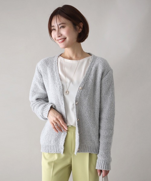 Ehre style(エーレスタイル)の「ふわっと明るく時短でオシャレぽこぽこニットカーデ(カーディガン/ボレロ・レディース・ブルー/ホワイト/ライトグレー・FREE)」の8枚目の写真