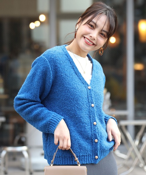 Ehre style(エーレスタイル)の「ふわっと明るく時短でオシャレぽこぽこニットカーデ(カーディガン/ボレロ・レディース・ブルー/ホワイト/ライトグレー・FREE)」の7枚目の写真