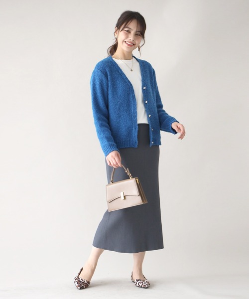 Ehre style(エーレスタイル)の「ふわっと明るく時短でオシャレぽこぽこニットカーデ(カーディガン/ボレロ・レディース・ブルー/ホワイト/ライトグレー・FREE)」の9枚目の写真