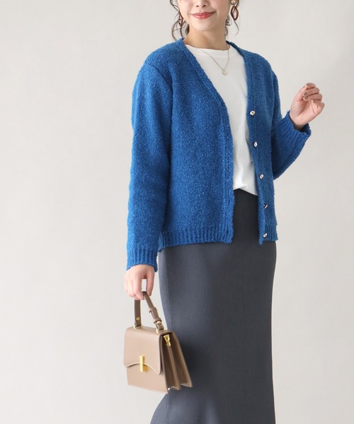 Ehre style(エーレスタイル)の「ふわっと明るく時短でオシャレぽこぽこニットカーデ(カーディガン/ボレロ・レディース・ブルー/ホワイト/ライトグレー・FREE)」の15枚目の写真