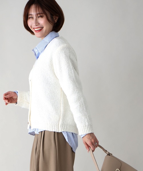 Ehre style(エーレスタイル)の「ふわっと明るく時短でオシャレぽこぽこニットカーデ(カーディガン/ボレロ・レディース・ブルー/ホワイト/ライトグレー・FREE)」の18枚目の写真