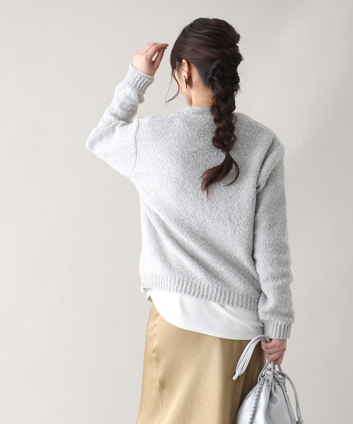 Ehre style(エーレスタイル)の「ふわっと明るく時短でオシャレぽこぽこニットカーデ(カーディガン/ボレロ・レディース・ブルー/ホワイト/ライトグレー・FREE)」の16枚目の写真