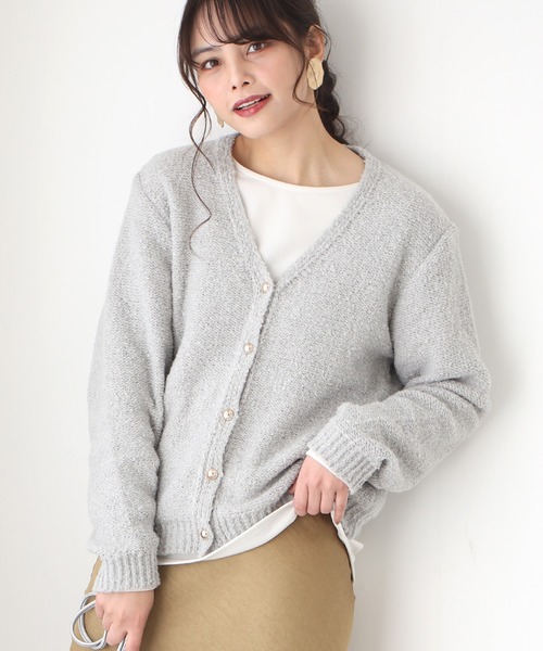 Ehre style(エーレスタイル)の「ふわっと明るく時短でオシャレぽこぽこニットカーデ(カーディガン/ボレロ・レディース・ブルー/ホワイト/ライトグレー・FREE)」の13枚目の写真