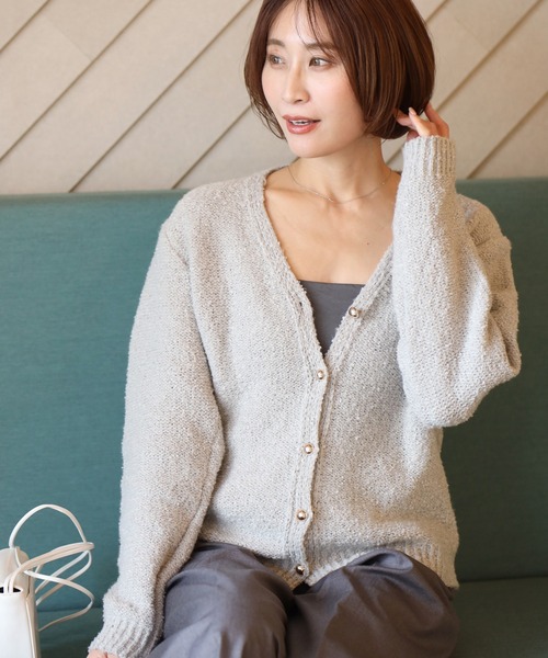 Ehre style(エーレスタイル)の「ふわっと明るく時短でオシャレぽこぽこニットカーデ(カーディガン/ボレロ・レディース・ブルー/ホワイト/ライトグレー・FREE)」の20枚目の写真