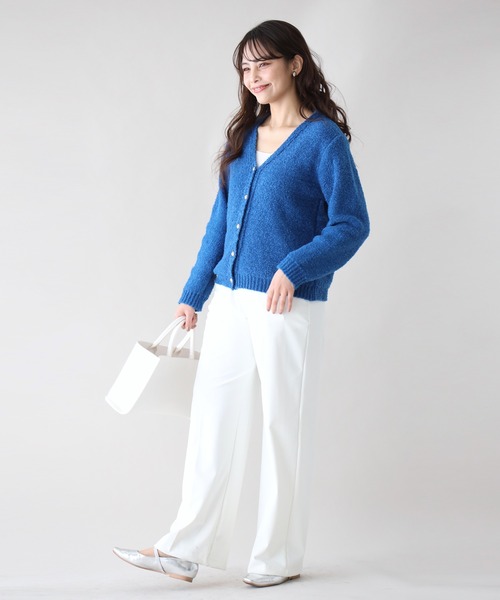 Ehre style(エーレスタイル)の「ふわっと明るく時短でオシャレぽこぽこニットカーデ(カーディガン/ボレロ・レディース・ブルー/ホワイト/ライトグレー・FREE)」の17枚目の写真