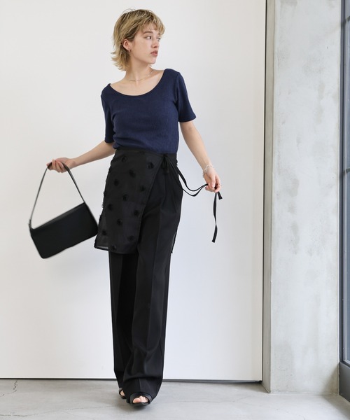 select MOCA（セレクトモカ）の「フラワーラップスカート（スカート・レディース・アイボリー/ブラック・FREE）」の8枚目の写真