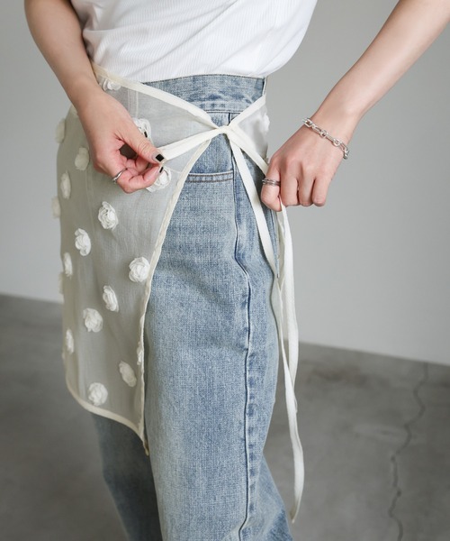 select MOCA（セレクトモカ）の「フラワーラップスカート（スカート・レディース・アイボリー/ブラック・FREE）」の5枚目の写真