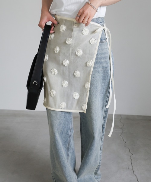 select MOCA（セレクトモカ）の「フラワーラップスカート（スカート・レディース・アイボリー/ブラック・FREE）」の6枚目の写真